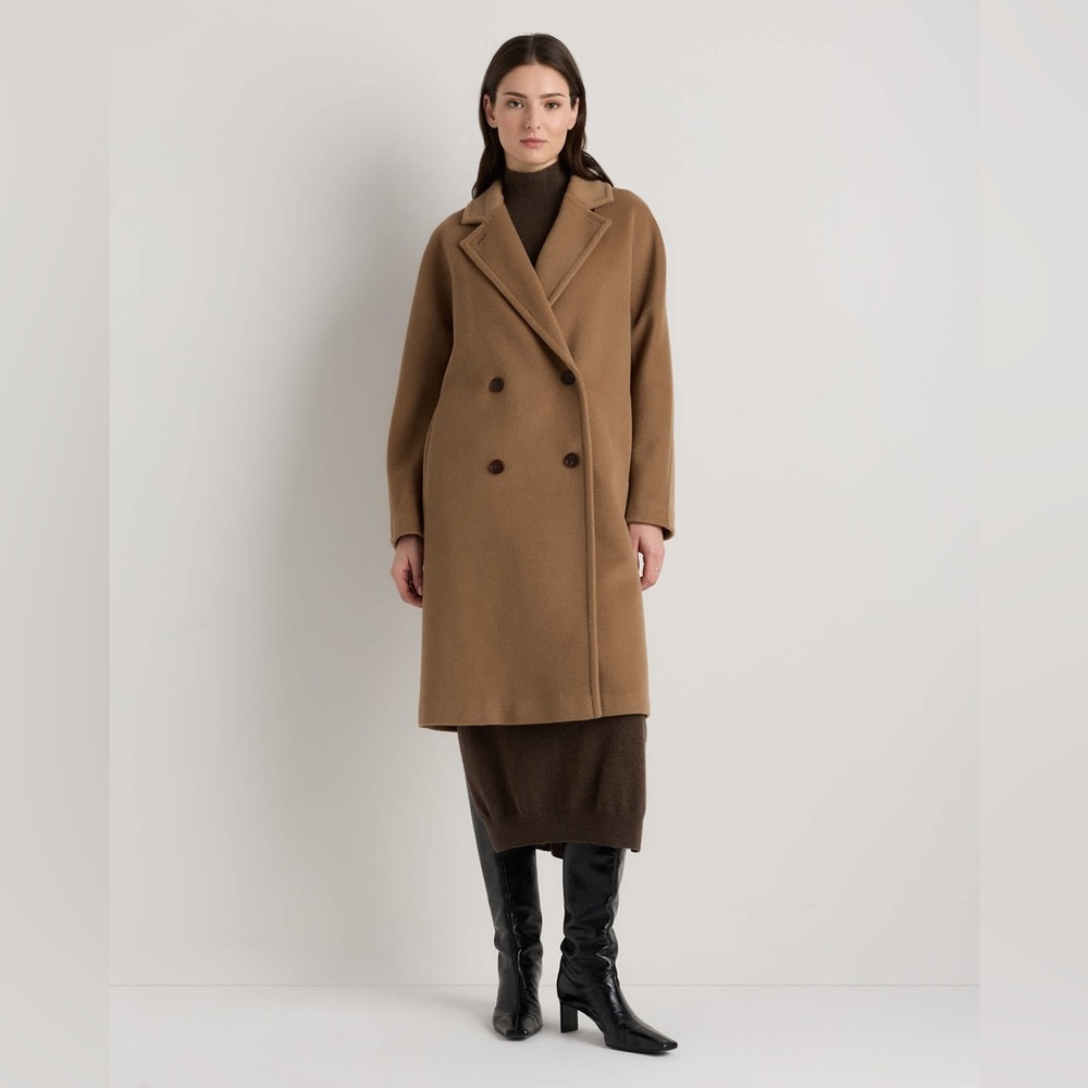 Quince‎ Italian Wool Double-Breasted Slouch Coat Caramel Outerwear
M